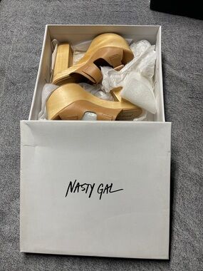 Nasty Gal Cognac Platform Clog Sandals